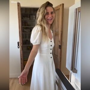 Urban Outfitters Maria Puff Sleeve Button Front Midi Dress Size Small